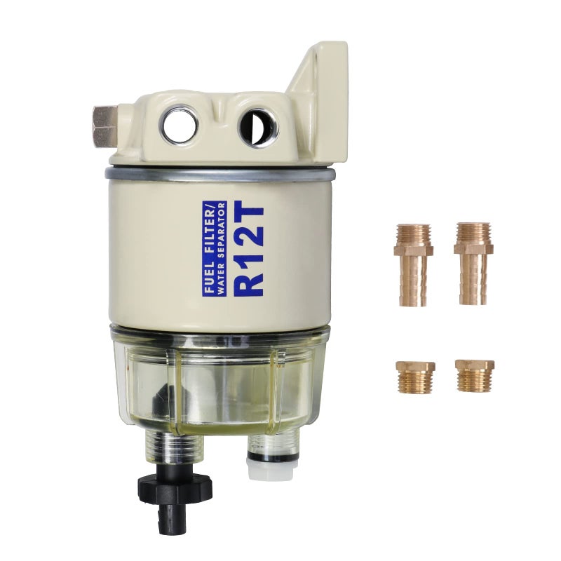 CARMOCAR Marine Fuel Water Separator/Diesel Fuel Filter/Water Separator for R12T MARINE SPIN-ON HOUSING 120AT NPT ZG1/4-19 Includes 2 fittings 2 plugs - Image 1